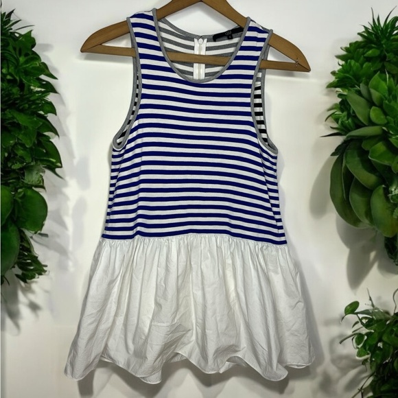 TIBI New York Peplum Striped Nautical Beachy Resort wear Tank Top - Picture 3 of 12